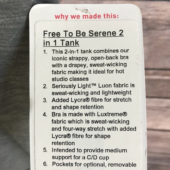 NWT LULULEMON FREE TO BE SERENE 2 IN 1 TANK - 10 - Picture 4 of 6